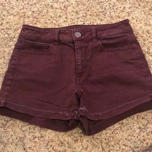 Maroon jean shorts